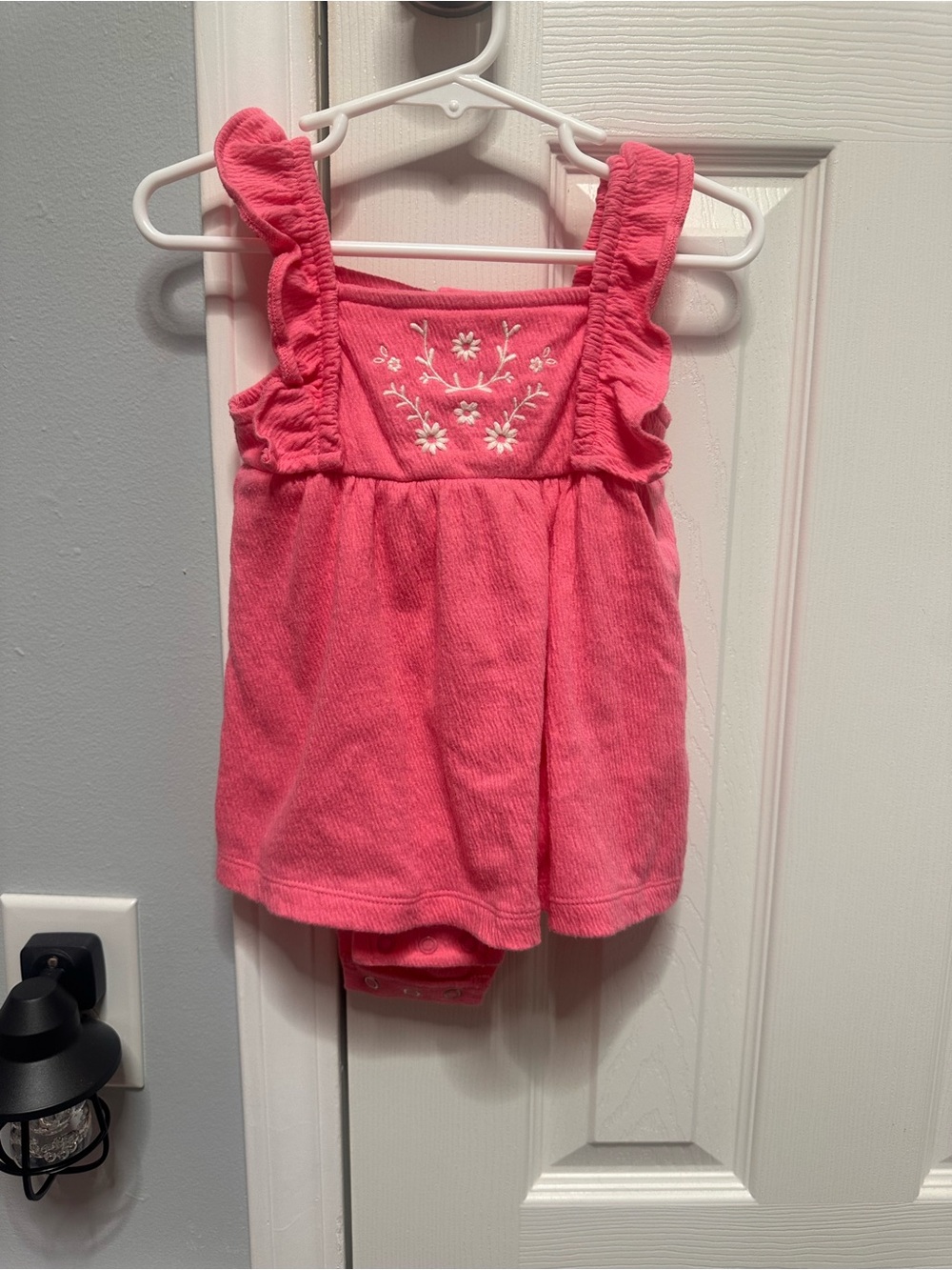 Carter's Coral Pink Ruffled Embroidered Tank Dress